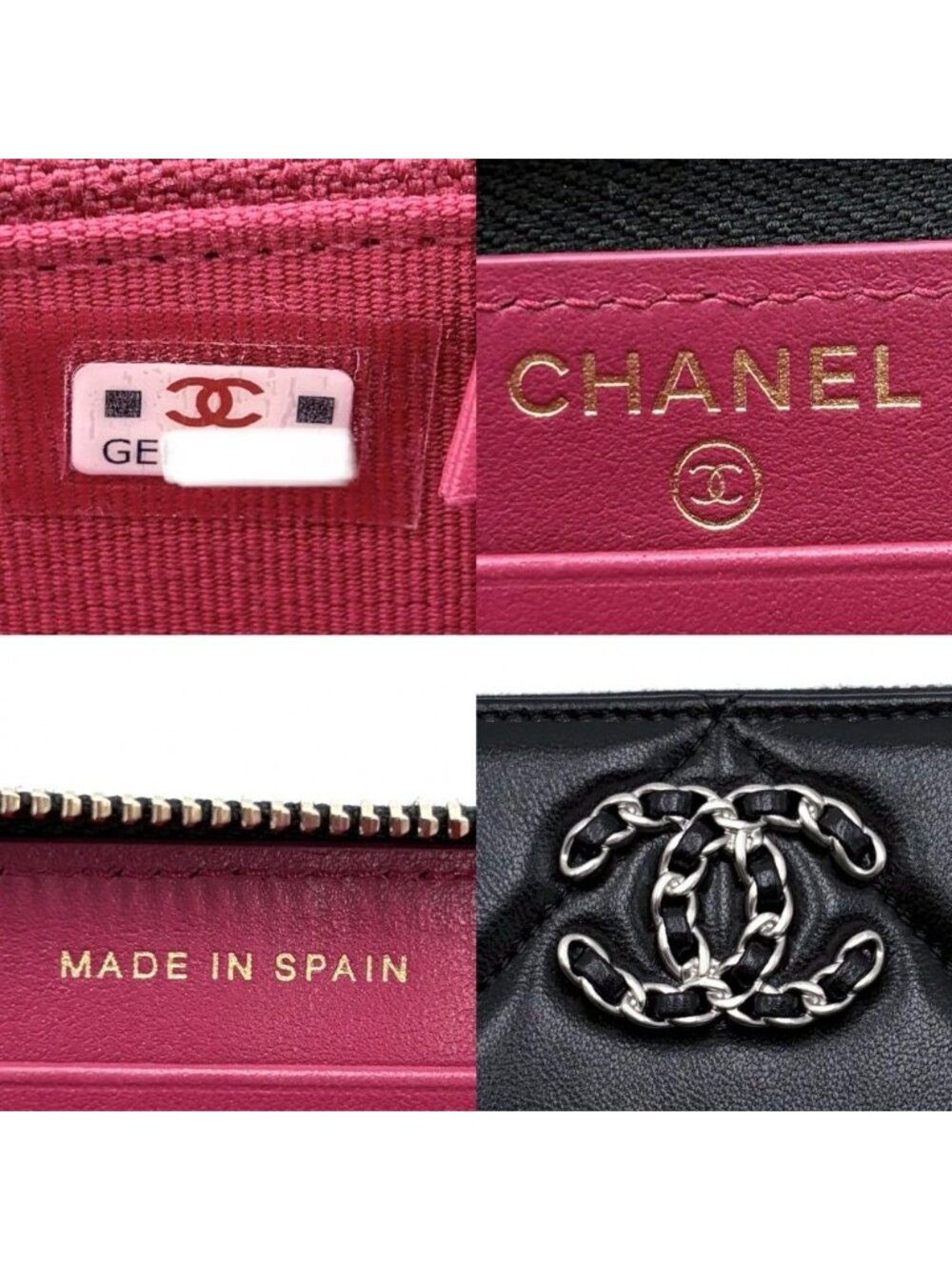 Chanel Wallet Zip Around Zip 19 Quilted CC Logo Lambskin Black Gold - Picture 6 of 8